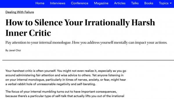 How to Silence Your Irrationally Harsh Inner Critic